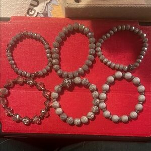 Elegant Gray Beaded Bracelet Set